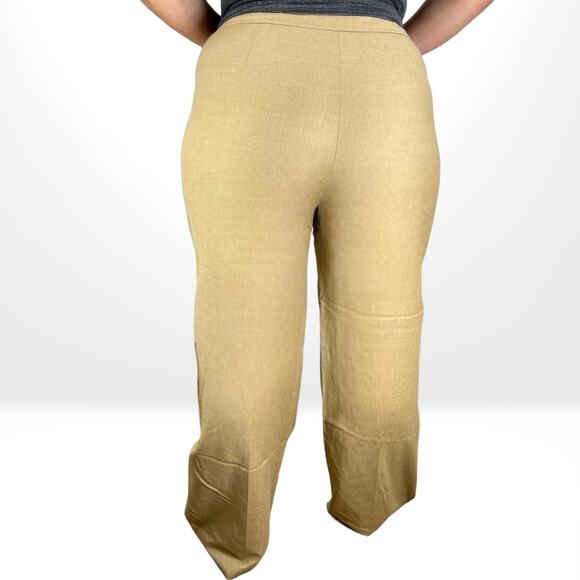 00s OSCAR DE LA RENTA Vintage Tan Wool Pull On Straight Leg Dress Pants - Picture 3 of 7